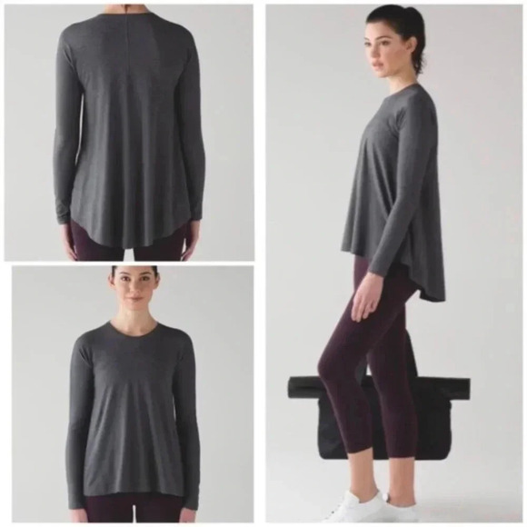Lululemon Acadia Long Sleeve Heathered Pitch Grey Size 4 - Picture 1 of 7